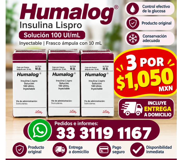 Promoción Humalog 3 por $1,050